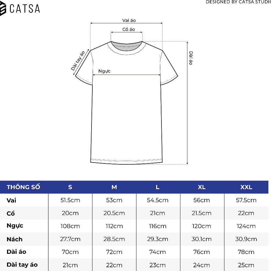 Áo Thun Nam Cổ Tròn thêu chữ basic, vải Cotton co giãn, dày dặn, thoáng mát CATSA  ATN352-353-354-355