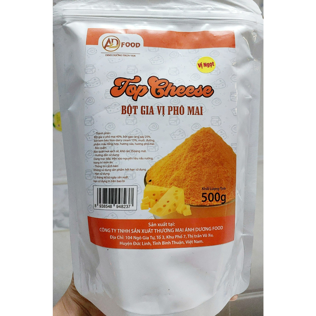 1KG Bột Phô Mai VỊ NGỌT Top Cheese Màu cam nhẹ, thơm đậm đà