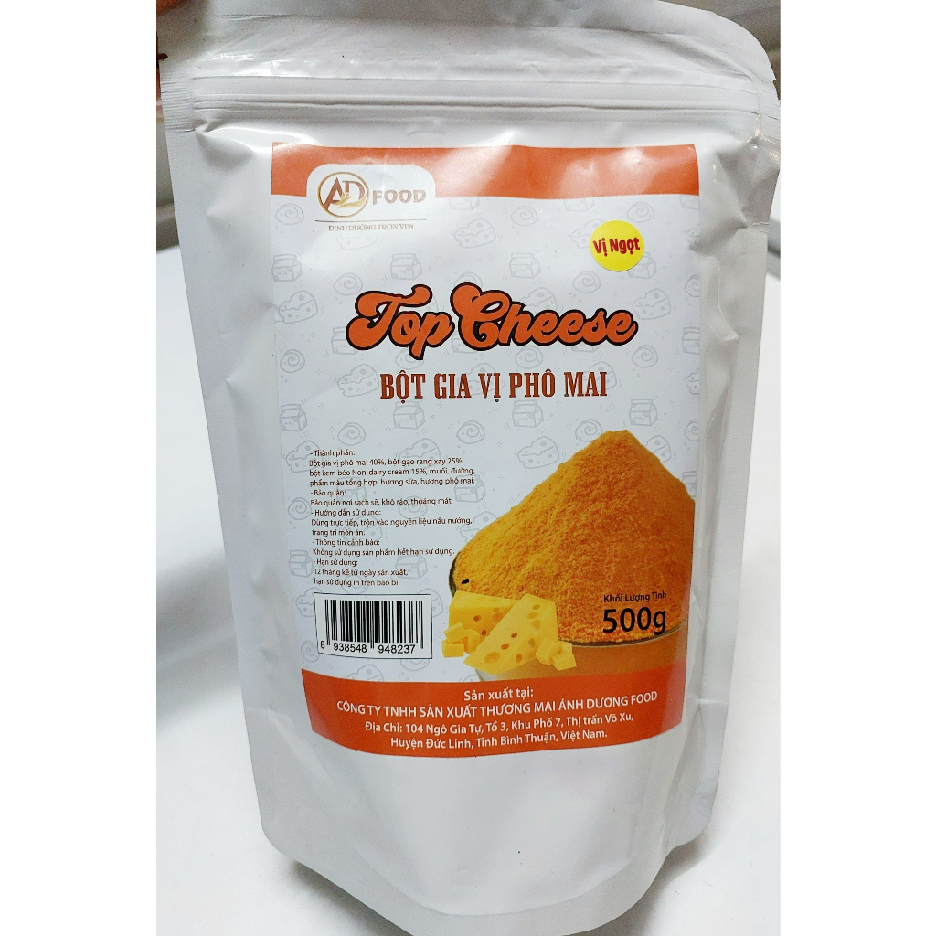 1KG Bột Phô Mai VỊ NGỌT Top Cheese Màu cam nhẹ, thơm đậm đà