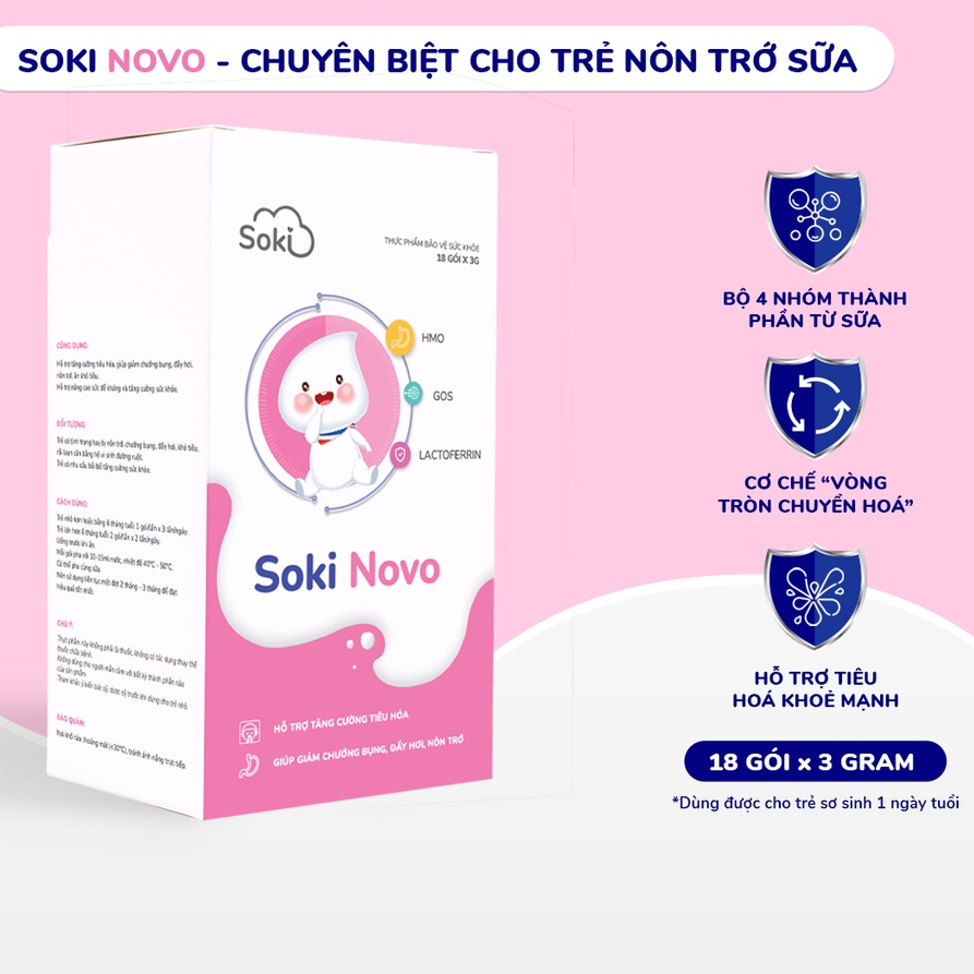 Soki Novo Sữa Giảm Nôn Trớ, Chống Đầy Hơi, Rối Loạn Tiêu Hóa Cho Trẻ Hộp 18 Gói