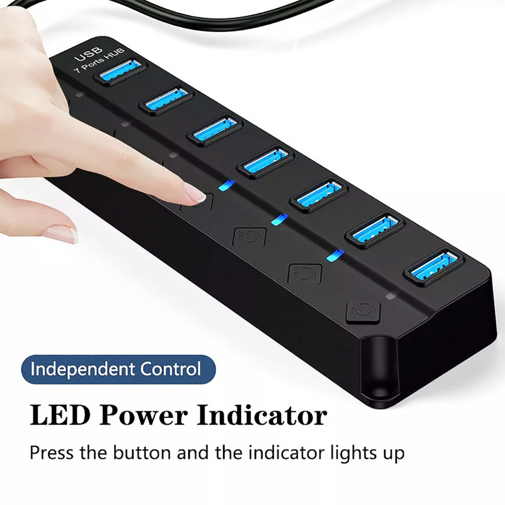Bộ Hub Chia 7 Cổng USB 3.0 3.0 5Gbps Có Đèn LED Cho Laptop PC -dc5062