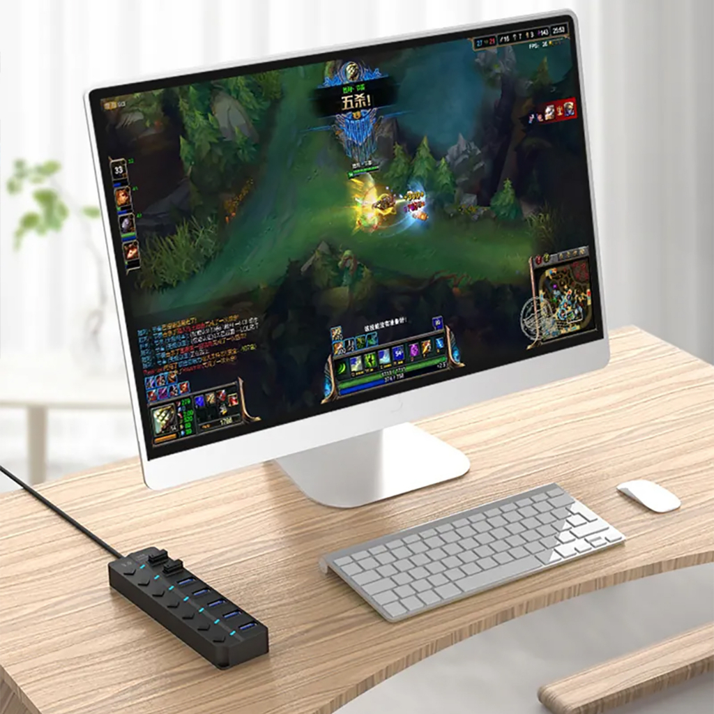 Bộ Hub Chia 7 Cổng USB 3.0 3.0 5Gbps Có Đèn LED Cho Laptop PC -dc5062