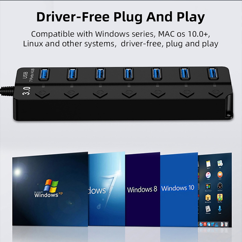 Bộ Hub Chia 7 Cổng USB 3.0 3.0 5Gbps Có Đèn LED Cho Laptop PC -dc5062