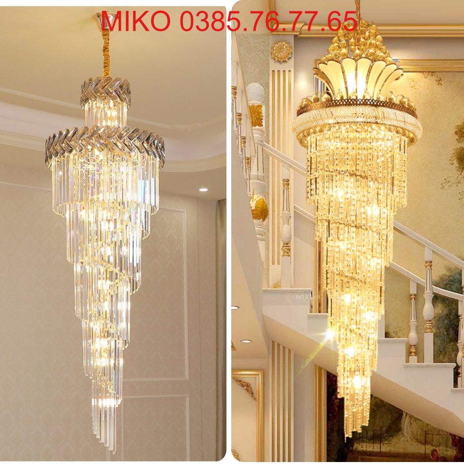 Đèn thả thông tầng,Đèn chùm pha le cao cấp D800mm- Dài 3 mét ( Đèn ba chế độ màu) DTT 9999