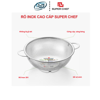 Rổ inox 201 dày, không gỉ sét, sáng bóng siêu bền bỉ, dễ dàng vệ sinh super chef 16.5cm 2 quai sc-phb0217