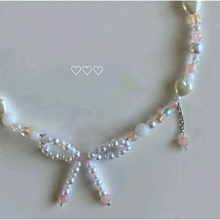 ⋆ ˚｡⋆୨୧˚ 𝒄𝒐𝒕𝒕𝒐𝒏 𝒄𝒂𝒏𝒅𝒚 Vòng cổ choker handmade y2k hình nơ, trái tim đính hạt coquette fairycore dành cho nữ ˚୨୧⋆｡˚ ⋆