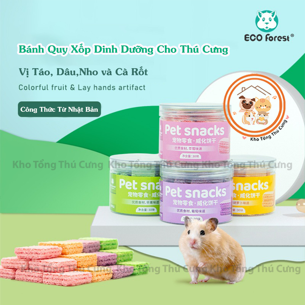 Thức ăn vặt snack bánh quy xốp trái cây,rau củ Eco Forest cho chuột hamster,thỏ,bọ,nhím,sóc,thú cưng,thơm ngon và tốt