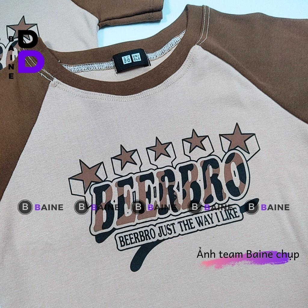 Áo Croptop Cổ Tròn Tay Ngắn BEER BRO Chất Thun Borip Kiểu Sexy Nữ, Áo Thun Ôm Body In Hoạ Tiết Đẹp Tôn Dáng BAINE