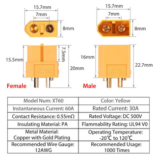 1 cặp (2 cái) jack cắm pin Lipo XT60