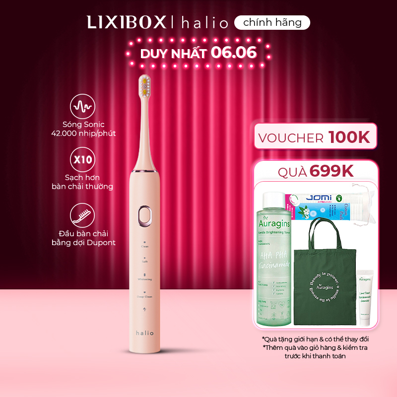 Bàn chải điện Halio Sonic SmartClean Electric Toothbrush công nghệ sóng âm sạch sâu - coral