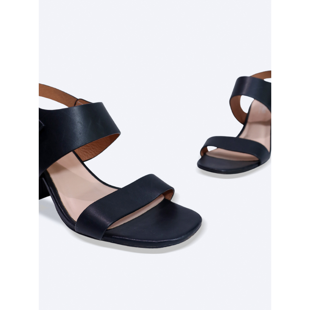 Giày sandal nữ gót trụ 8cm da thật quai ngang SD05 - SALSA