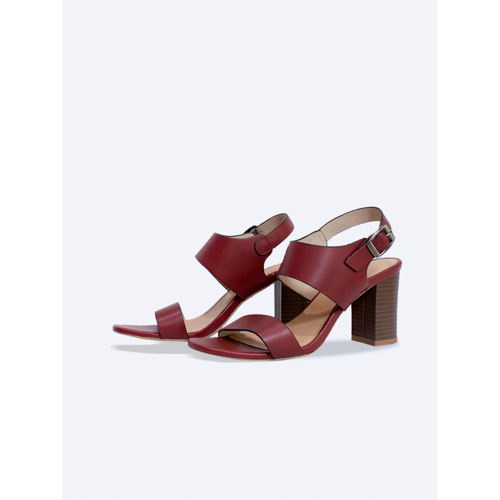 Giày sandal nữ gót trụ 8cm da thật quai ngang SD05 - SALSA