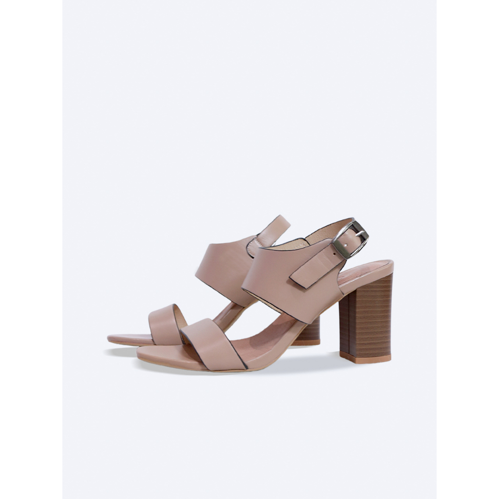 Giày sandal nữ gót trụ 8cm da thật quai ngang SD05 - SALSA