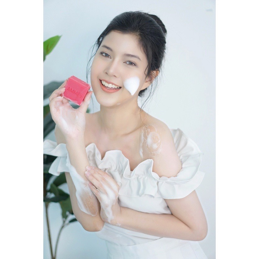 Xà phòng AMMU trắng da làm mờ thâm Soft Rose Skin Soap 65g chính hãng thái lan