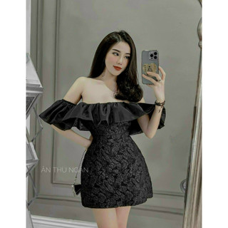 Đầm mini trễ vai 2 màu thiết kế phong cách trẻ trung, mặc đi chơi, dự tiệc đều xinh