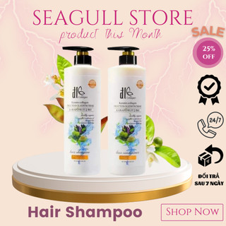 Cặp dầu gội xả dl keratin collagen - dầu gội bồ kết hoa bưởi phục hồi tóc hư tổn seagull store