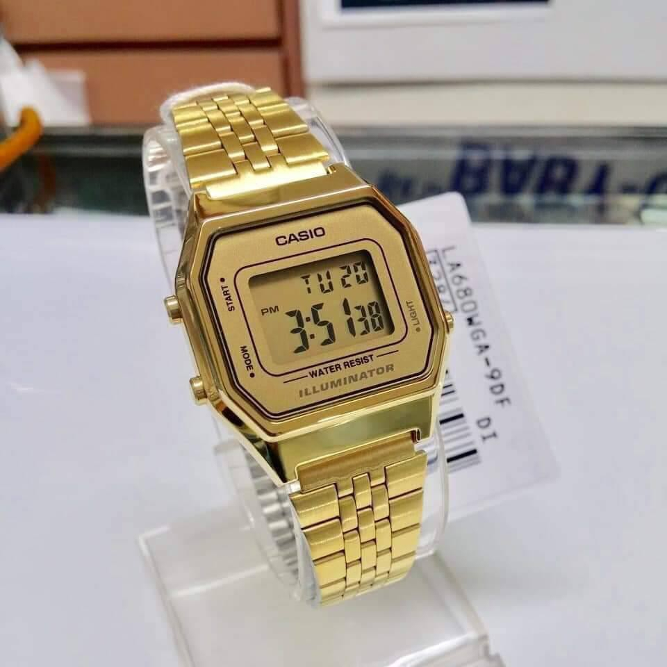 Đồng hồ Casio nữ LA680WGA-9DF dây kim loại chính hãng