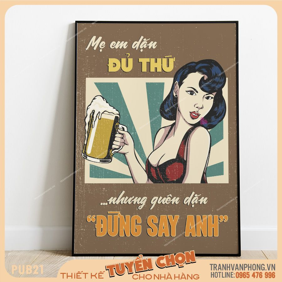 Tranh Canvas Treo Tường Decor Nhà Hàng, Quán Nhậu, Quán Cà Phê, Cửa Hàng, Tranh Slogan, Tranh Khẩu Hiệu Vintage