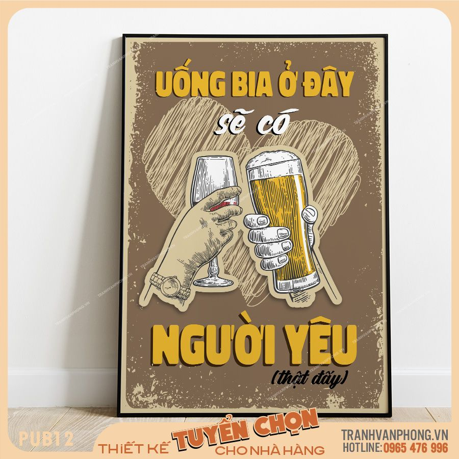 Tranh Canvas Treo Tường Decor Nhà Hàng, Quán Nhậu, Quán Cà Phê, Cửa Hàng, Tranh Slogan, Tranh Khẩu Hiệu Vintage
