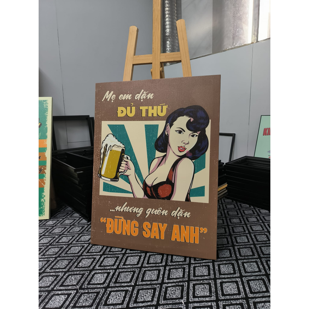 Tranh Canvas Treo Tường Decor Nhà Hàng, Quán Nhậu, Quán Cà Phê, Cửa Hàng, Tranh Slogan, Tranh Khẩu Hiệu Vintage