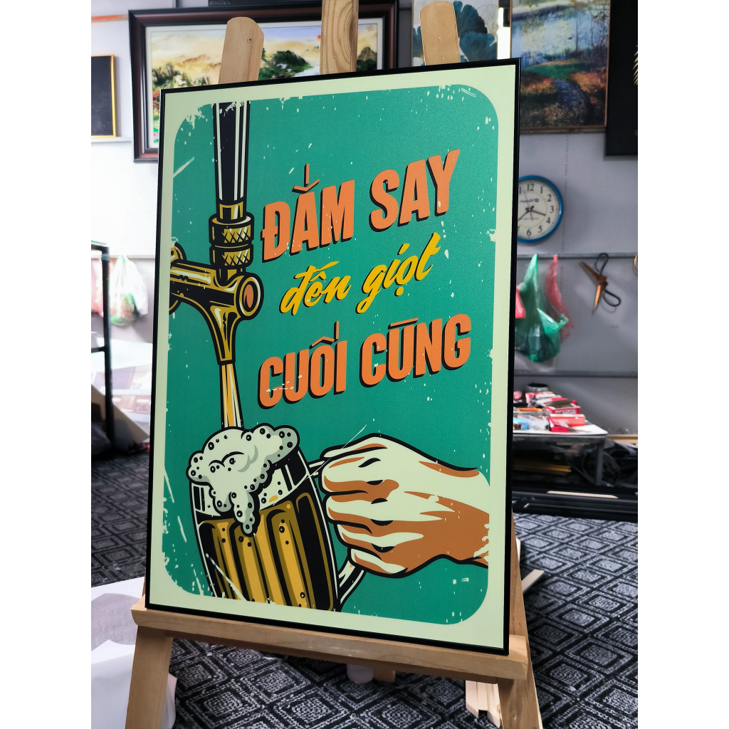 Tranh Canvas Treo Tường Decor Nhà Hàng, Quán Nhậu, Quán Cà Phê, Cửa Hàng, Tranh Slogan, Tranh Khẩu Hiệu Vintage