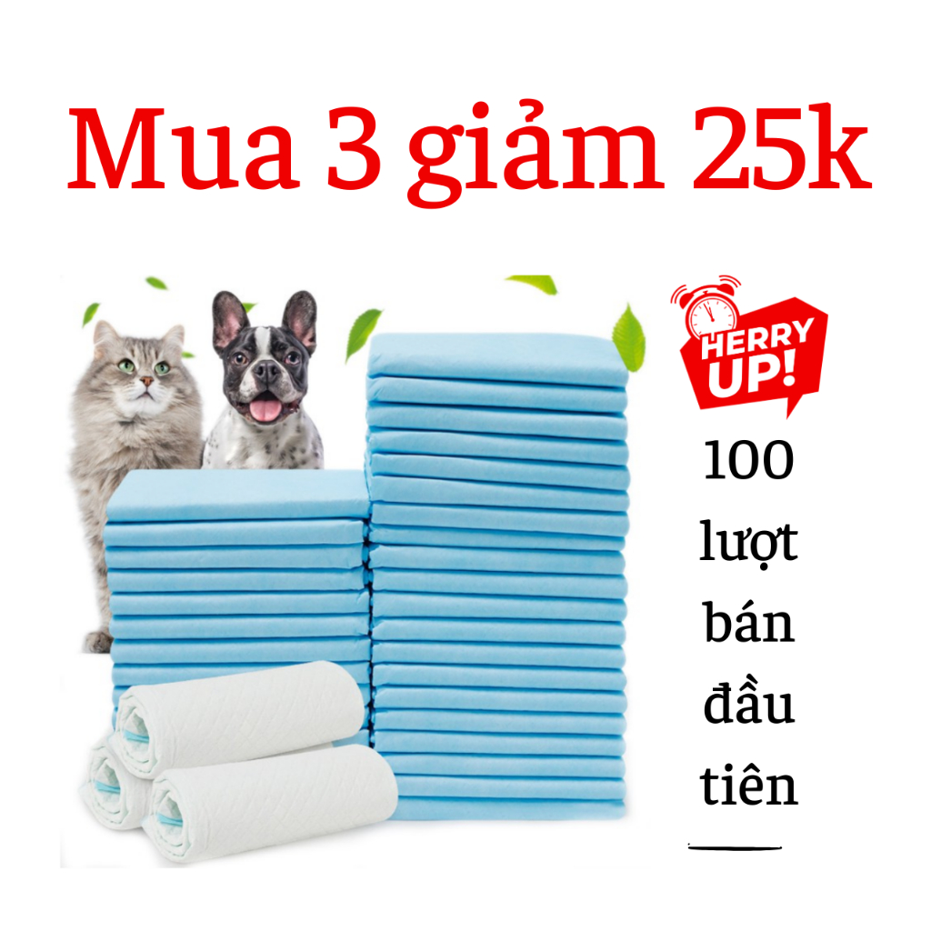Tã lót chuồng cho chó mèo đi vệ sinh, chất liệu giấy siêu thấm hút 50, 100 miếng