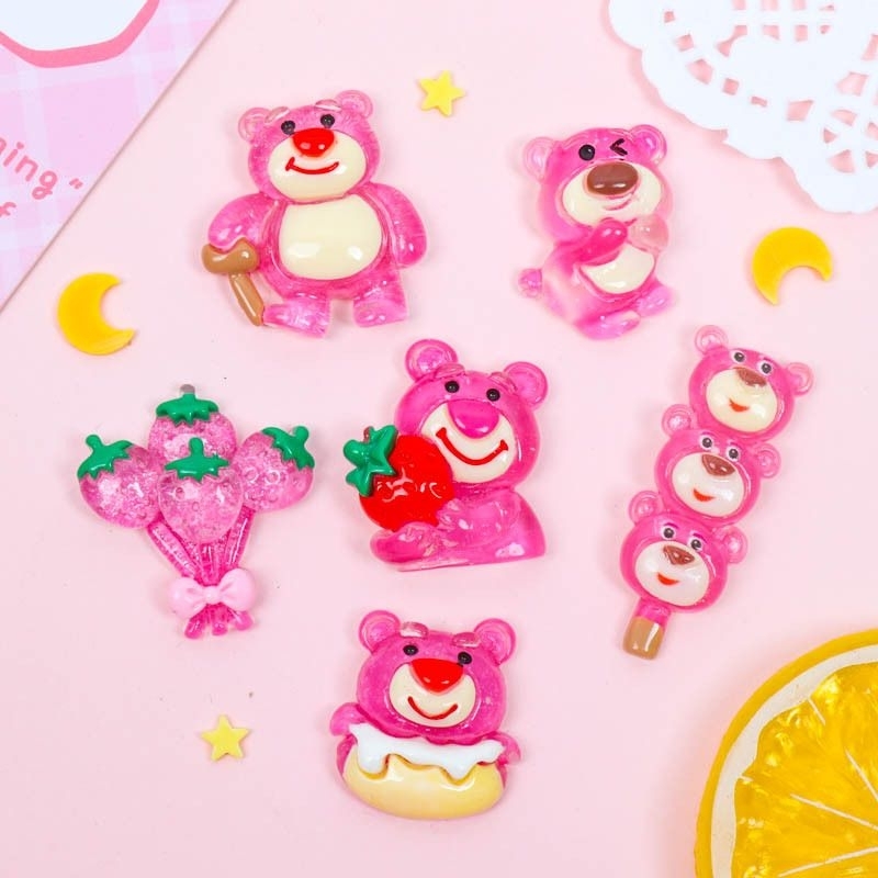 Set 100 charm gấu dâu nhiều loại xinh (không phải charm nail)