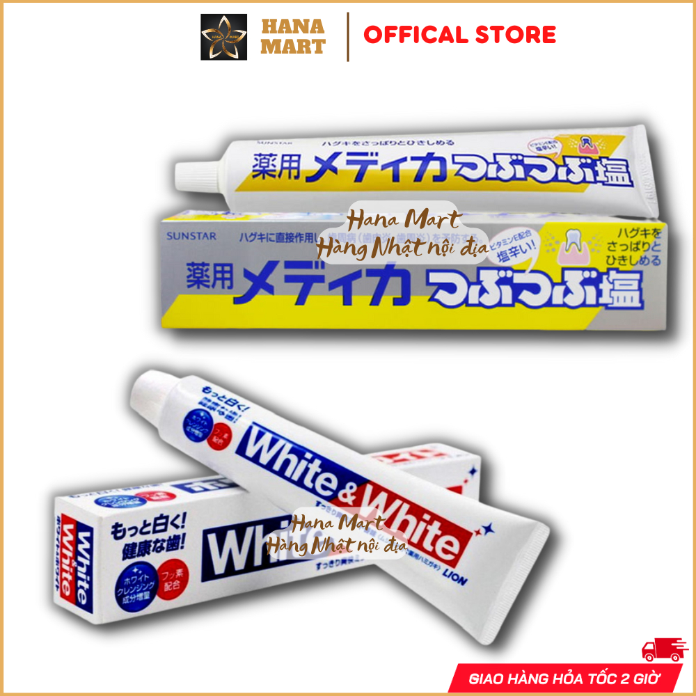 Kem đánh răng trắng răng White & White Lion 150g và Kem đánh răng muối