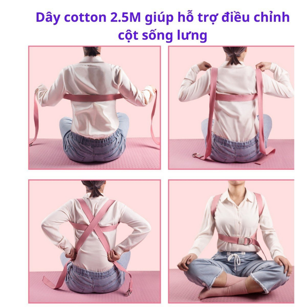 Dây đai Yoga cotton 2.5m rộng 3.8cm , dụng cụ hỗ trợ các bài tập yoga, thể thao, thể hình, gym