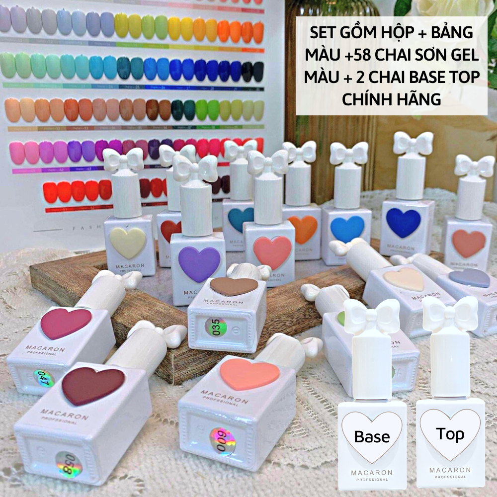 Set sơn gel MACARON 58 màu kèm bảng và base top chính hãng JELIVA