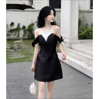 Váy BEIJING DRESS hai dây tay trễ vai chiết eo by The Camellia Studio