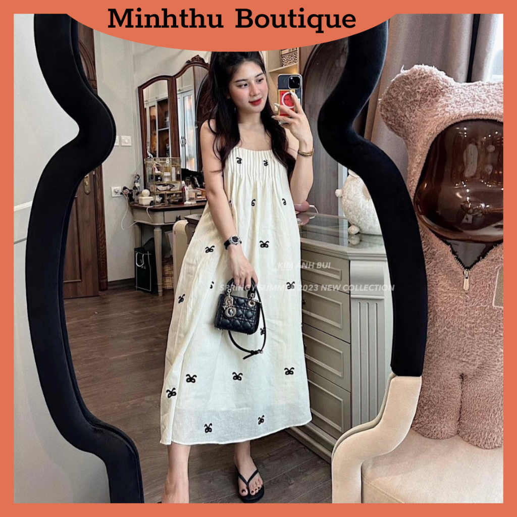 Đầm Maxi Đi Biển, Váy Đầm Nữ Dáng Xòe 2 Dây Họa Tiết Chất Vải Thô Cao Cấp
