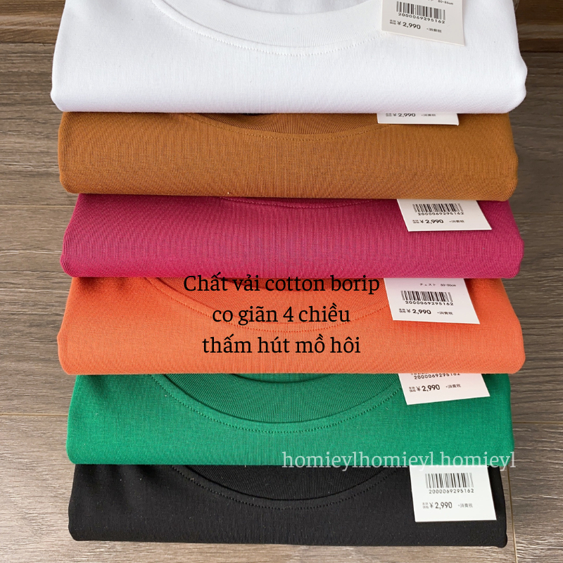 Áo thun nữ trơn cổ tròn cộc tay ngắn dáng vừa trắng Homieyl basic cao cấp, áo phông trơn nữ ôm body cotton đen đẹp | BigBuy360 - bigbuy360.vn