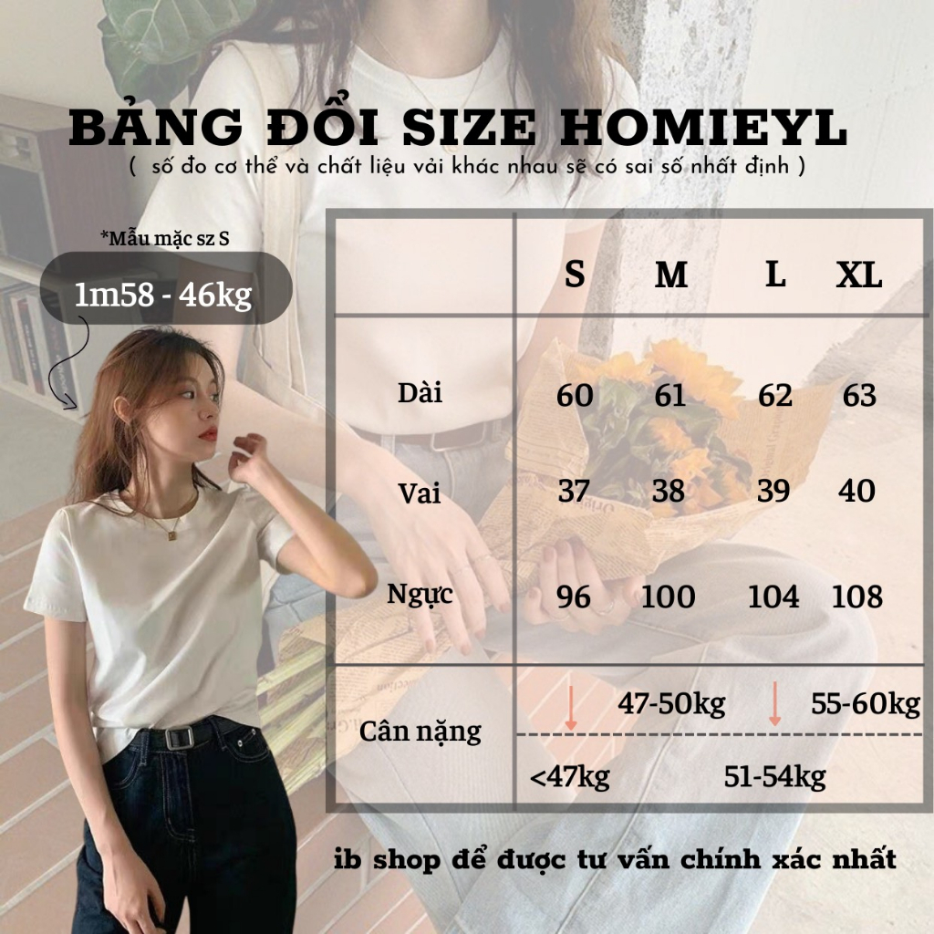 Áo thun nữ trơn cổ tròn cộc tay ngắn dáng vừa trắng Homieyl basic cao cấp, áo phông trơn nữ ôm body cotton đen đẹp | BigBuy360 - bigbuy360.vn