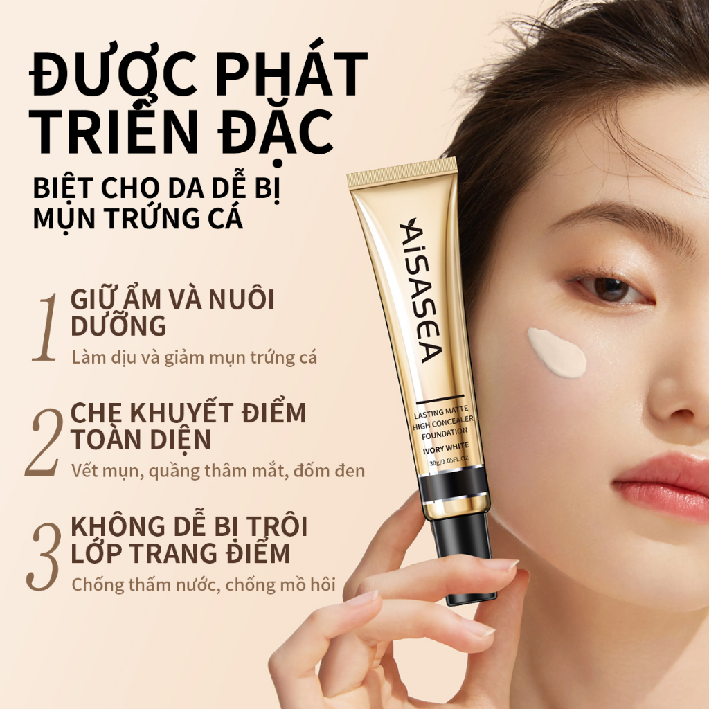 Kem nền AiSASEA 30g che khuyết điểm lâu trôi suốt 24 giờ cao cấp SFP30 PA++++ | BigBuy360 - bigbuy360.vn