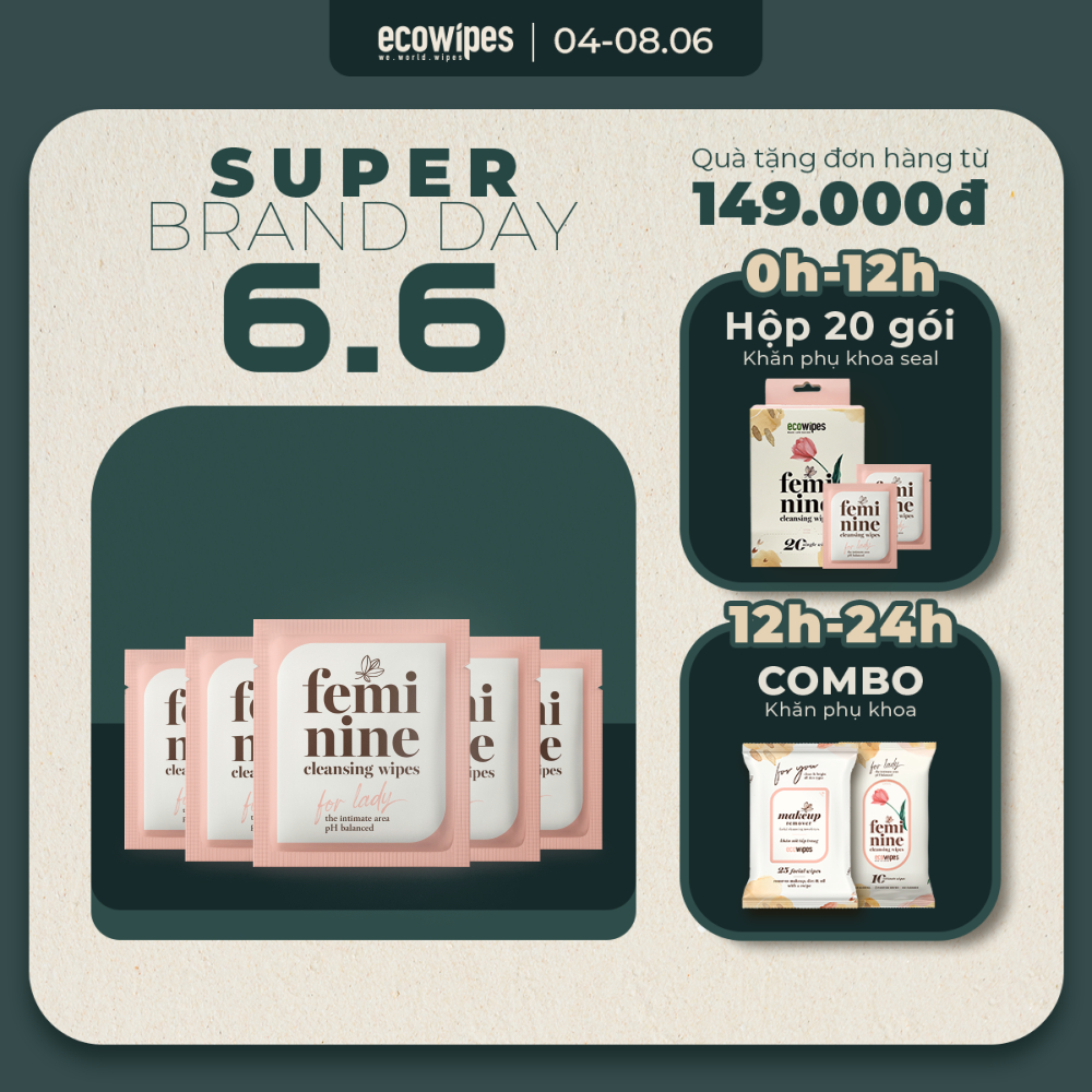 Combo 05 gói khăn giấy ướt phụ khoa mini 4 seal Ecowipes vệ sinh vùng kín phụ nữ hương Daisy size 15x20cm nhỏ gọn bỏ túi