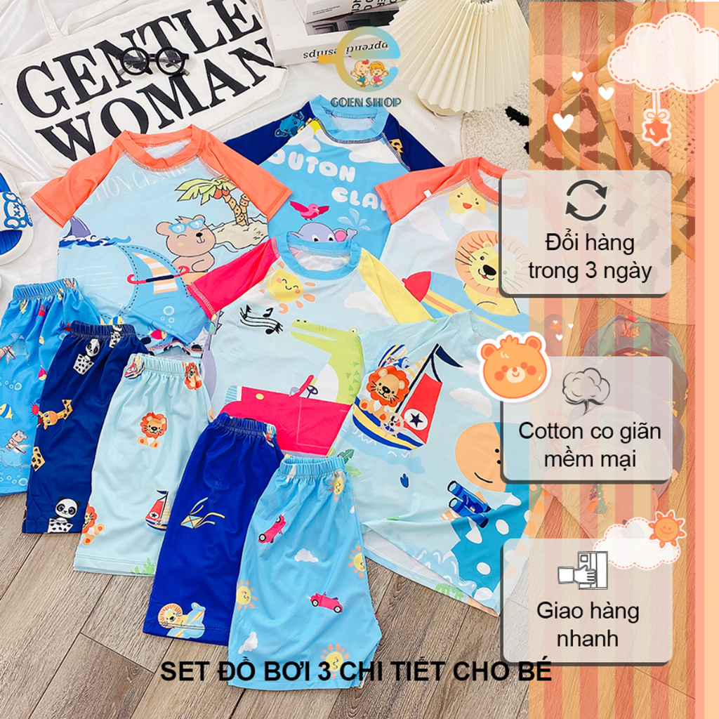 Đồ bơi cho bé trai kèm mũ,Đồ bơi bé gái, Bộ đồ bơi cho bé kèm mũ kg nặng từ (10-20kg)
