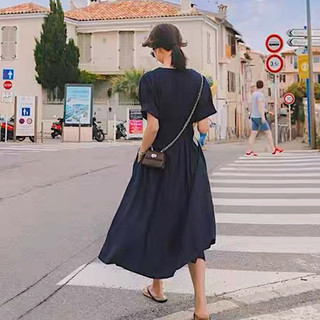 Đầm cổ V xếp li eo 2 màu (kèm hình thật)