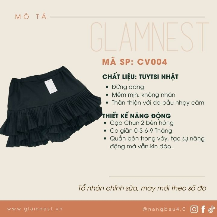 Set Váy Bầu Nữ Tính Dạo Phố Du Lịch Đầm Bầu Tiểu Thư Thiết Kế Cao Cấp Glam Nest AS029