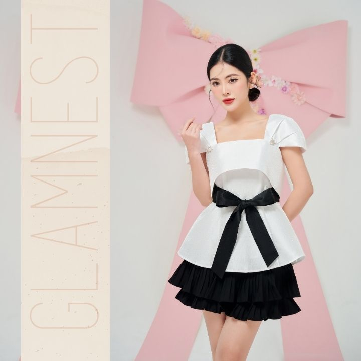 Set Váy Bầu Nữ Tính Dạo Phố Du Lịch Đầm Bầu Tiểu Thư Thiết Kế Cao Cấp Glam Nest AS029