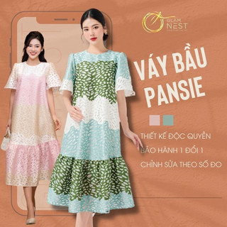 Váy bầu mùa hè dạo phố du lịch đầm bầu đi biển thiết kế cao cấp glam nest vd026