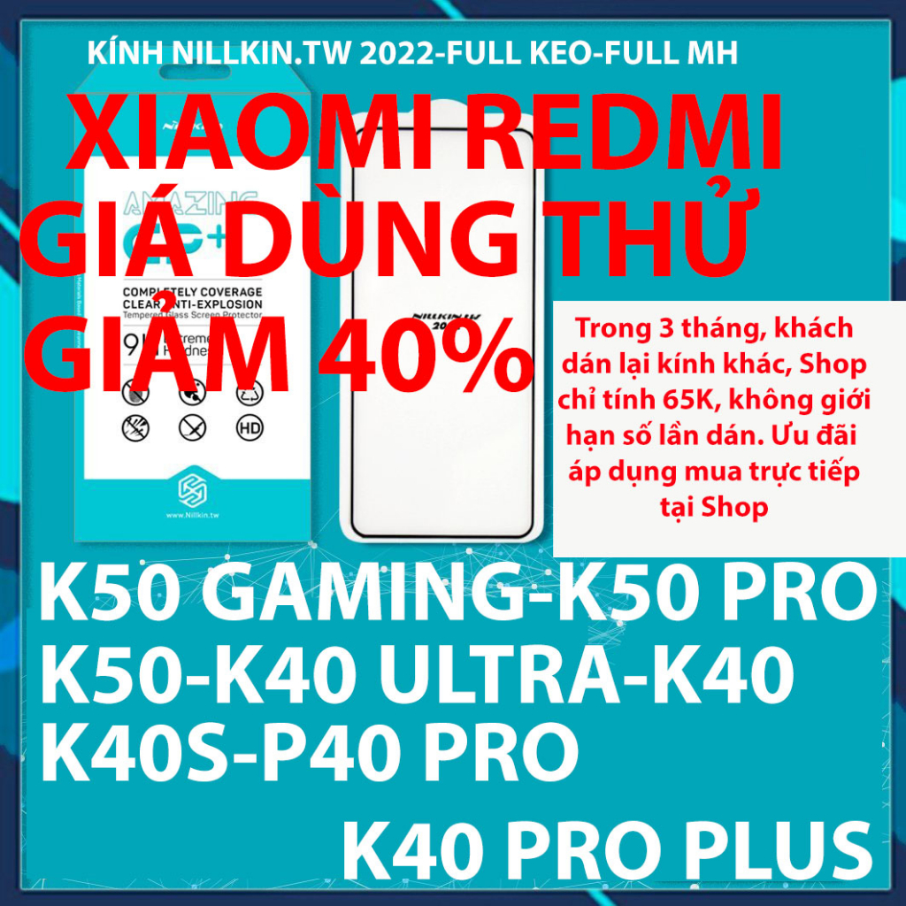 Kính cường lực Nillkin.tw mẫu 2022 cho Xiaomi Redmi K50 Gaming/K50 Pro/K50/K40 Ultra/K40 Pro Plus/K40/K40S/K40 Pro