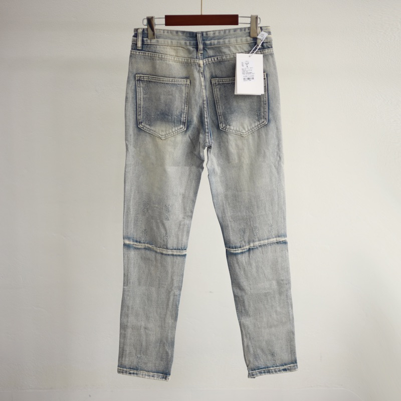 Quần jean nam ziper streetwear cao cấp BEAR STREETWEAR,màu xanh sáng,form slimfit ống,vải denim không co giãn