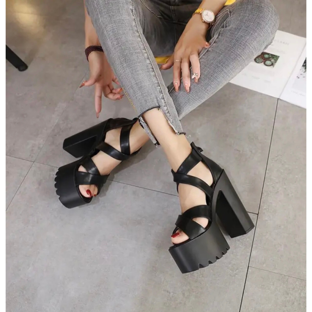 Dép cao gót quai đan chéo cưa 14cm cực chất