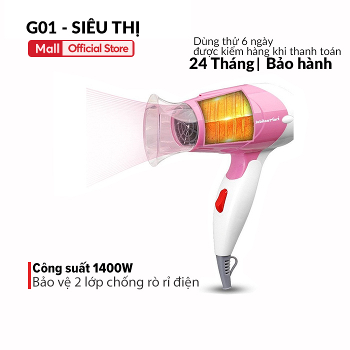 Máy sấy tóc G01 1400W 2 chiều nóng lạnh công suất lớn có thể gấp gọn bảo hành 24 tháng