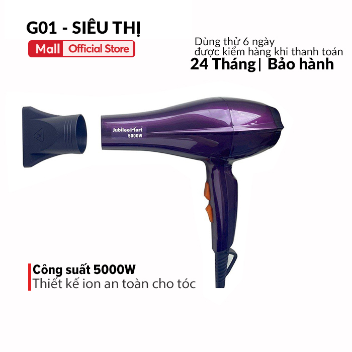 [GIAO HÀNG NHANH] Máy sấy tóc tạo kiểu Jubilee Mart 1400W- 5000W- 2 chiều công suất lớn - Thiết kế nhỏ gọn. Bảo hành 12T