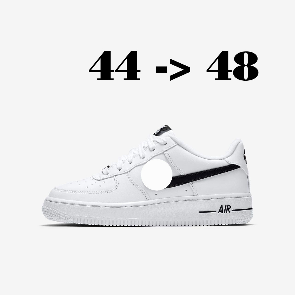 Giày Size Lớn Giày Big Size Nam AF1 Trắng Logo Đen Thời Trang Giày Dép Nam Chạy Bộ Giày Sneaker Ngoại Cỡ 44 45 46 47 48