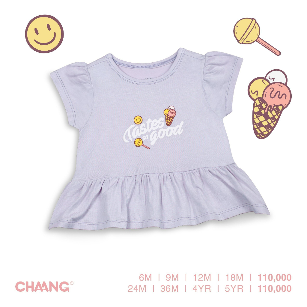 Áo Phông Babydoll Active Tím Cho Bé Gái CHAANG SS22D4