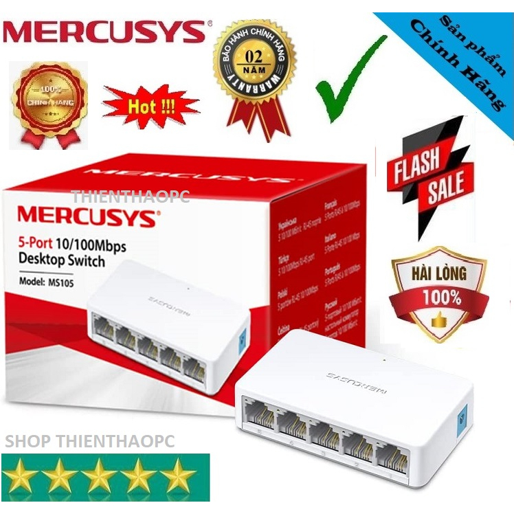 Bộ Chia Mạng Switch 5 Cổng Mercusys 10/100Mbps (MS105) Hàng Mới Chính Hãng BH24T