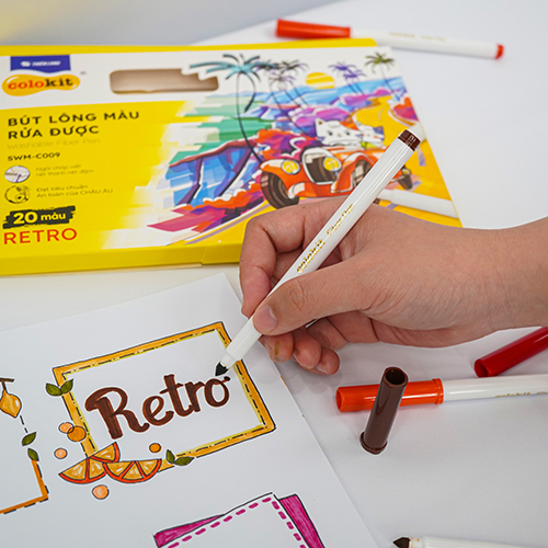 Bộ lông màu 20 màu Retro rửa được Fiber Pen Thiên Long SWM-C009 màu sắc xưa, tư duy sáng tạo